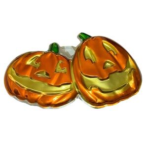 VTG Halloween Plastic Shiny 3D Pumpkin JOL Wall Hanging Amscan.